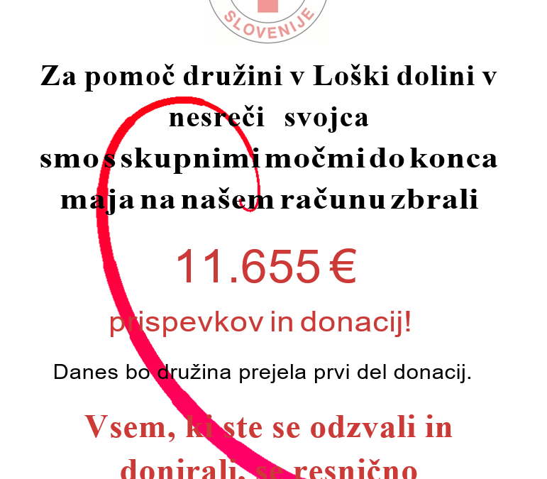Zahvala za pomoč družini iz Loške doline