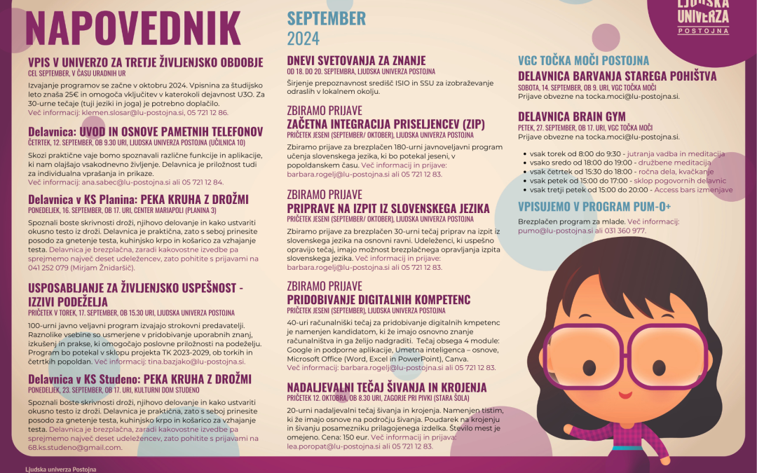 Napovednik LUP za mesec september 2024