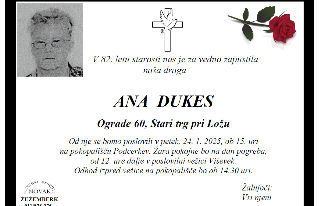 Osmrtnica – Ana Đukes