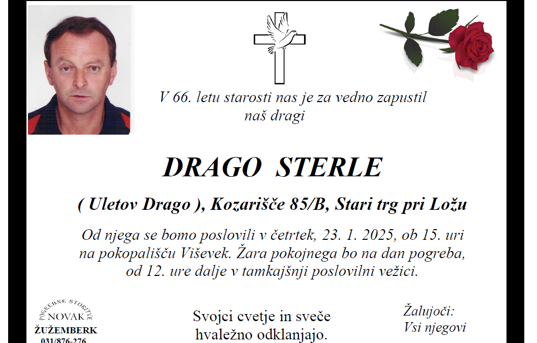 Osmrtnica – Drago Sterle
