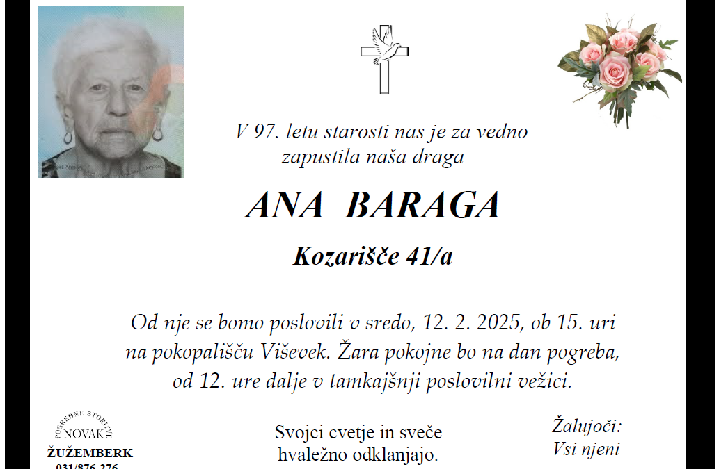Osmrtnica – Ana Baraga