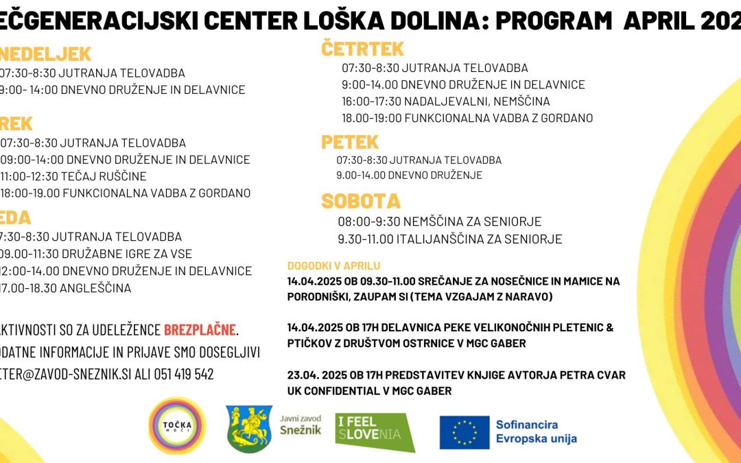 Napovednik MGC Loška dolina za mesec april 2025