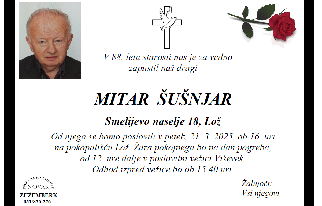 Osmrtnica – Mitar Šušnjar
