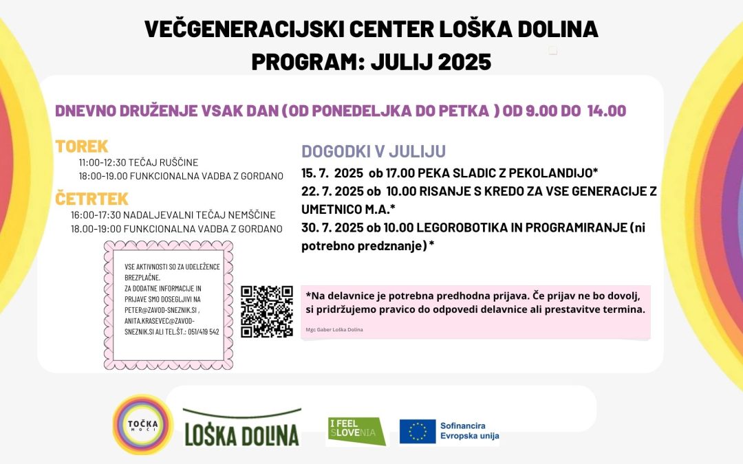 Napovednik MGC Loška dolina za mesec julij 2025