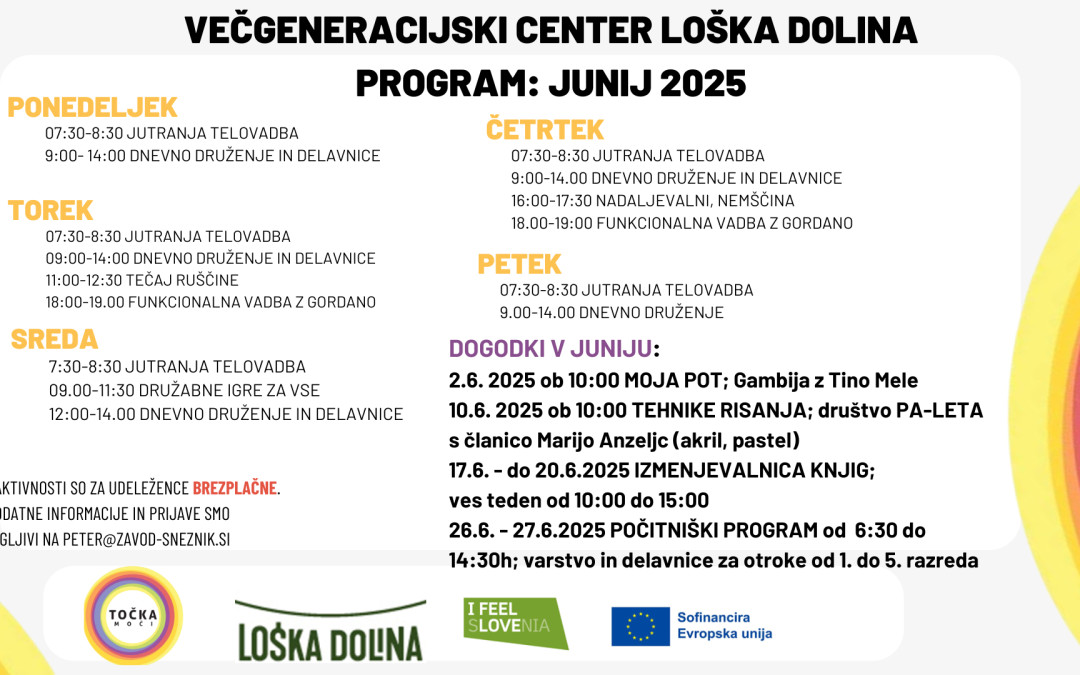Napovednik MGC Loška dolina za mesec junij 2025