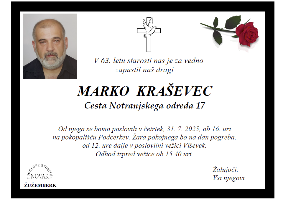 Osmrtnica – Marko Kraševec
