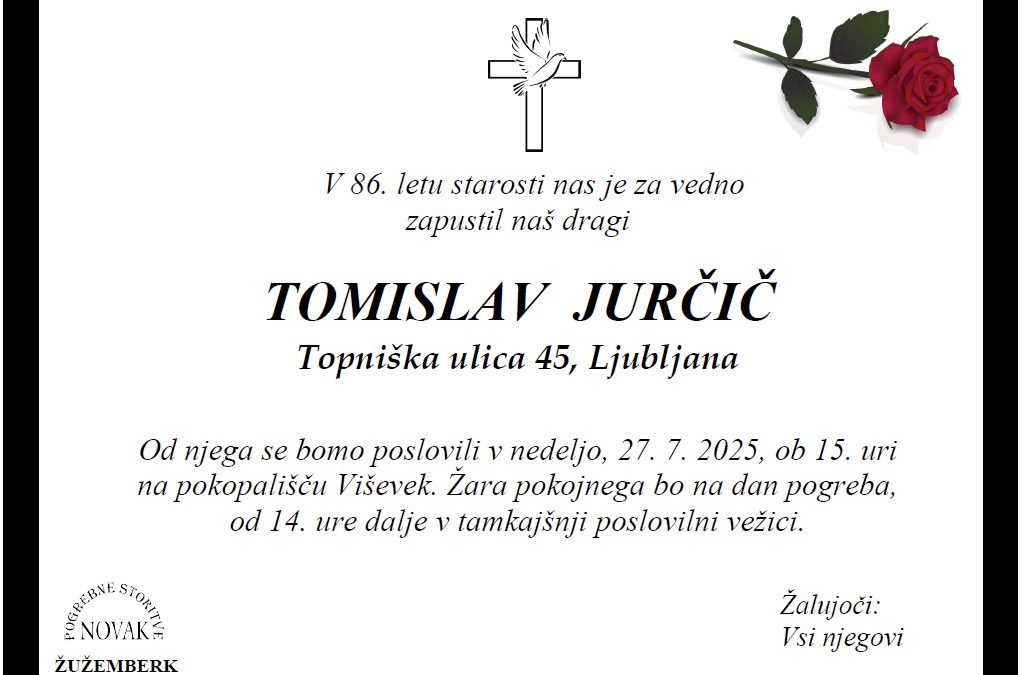 Osmrtnica – Tomislav Jurčič