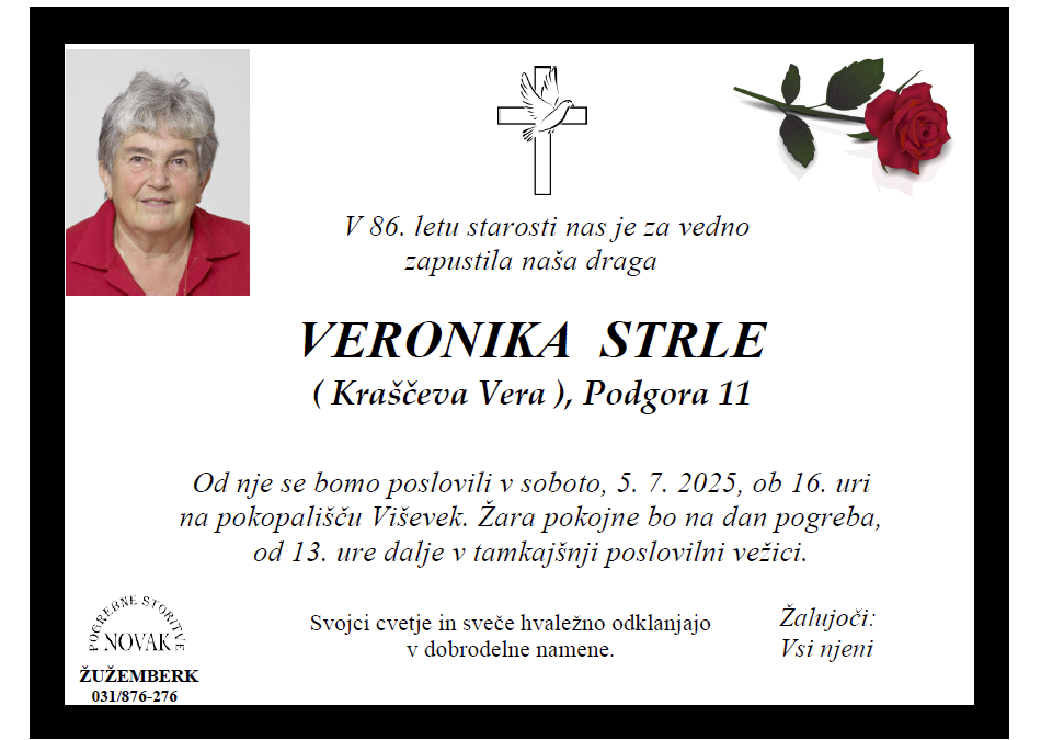 Osmrtnica – Veronika Strle
