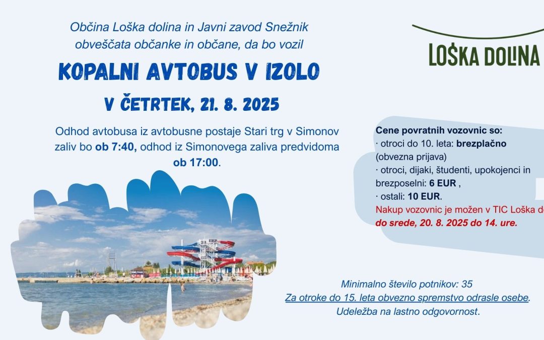Ponovno vabljeni s kopalnim avtobusom v Izolo!