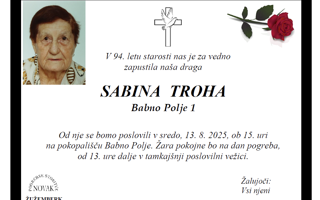 Osmrtnica – Sabina Troha