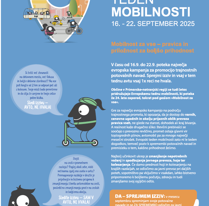 Evropski teden mobilnosti – 16. – 22. september 2025
