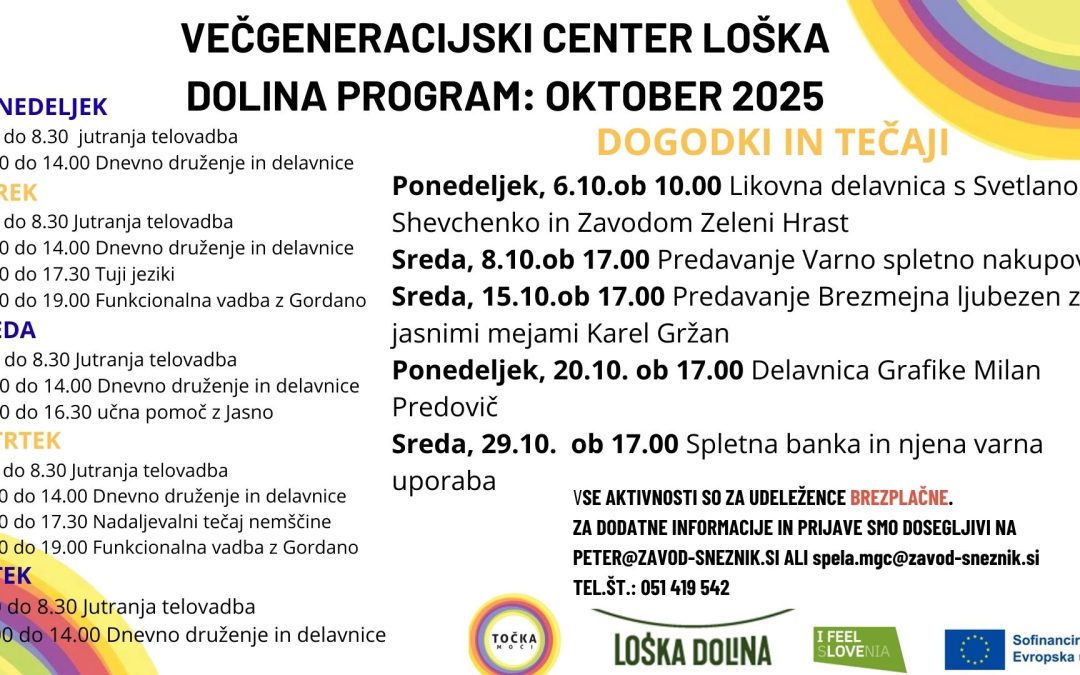 Napovednik MGC Loška dolina za mesec oktober 2025