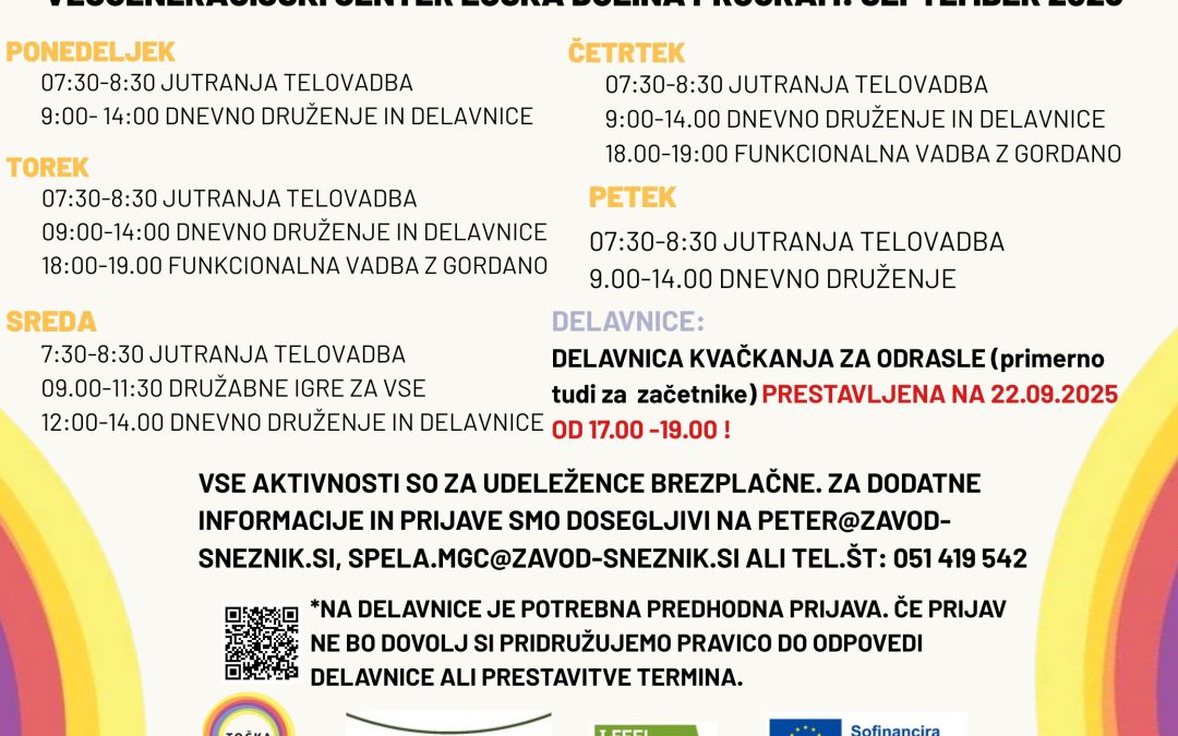 Napovednik MGC Loška dolina za mesec september 2025