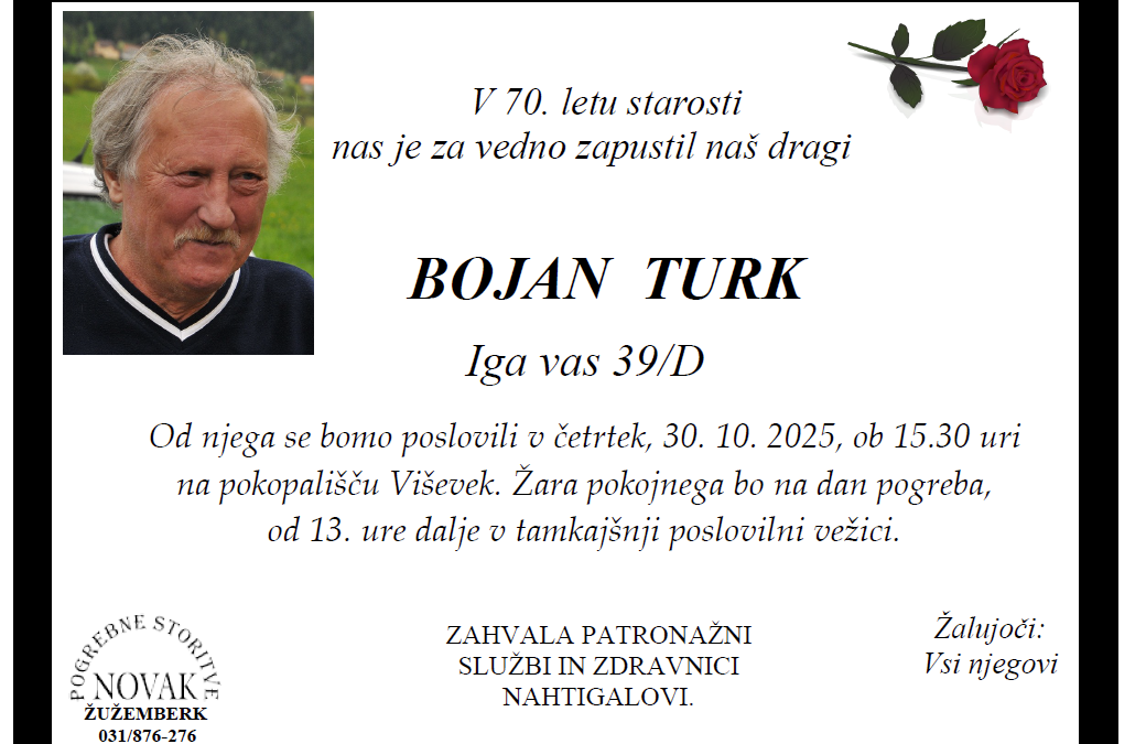 Osmrtnica – Bojan Turk