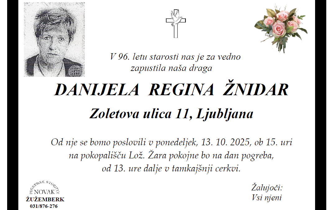 Osmrtnica – Danijela Regina Žnidar
