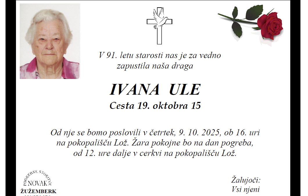 Osmrtnica – Ivana Ule