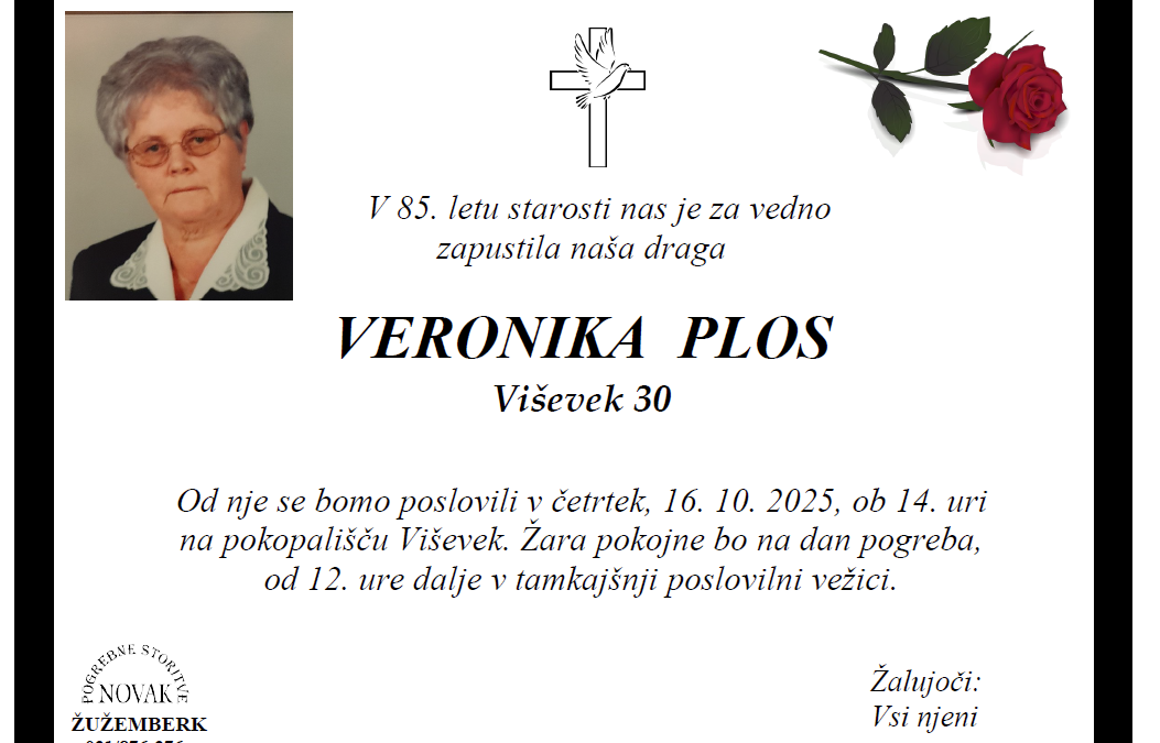 Osmrtnica – Veronika Plos