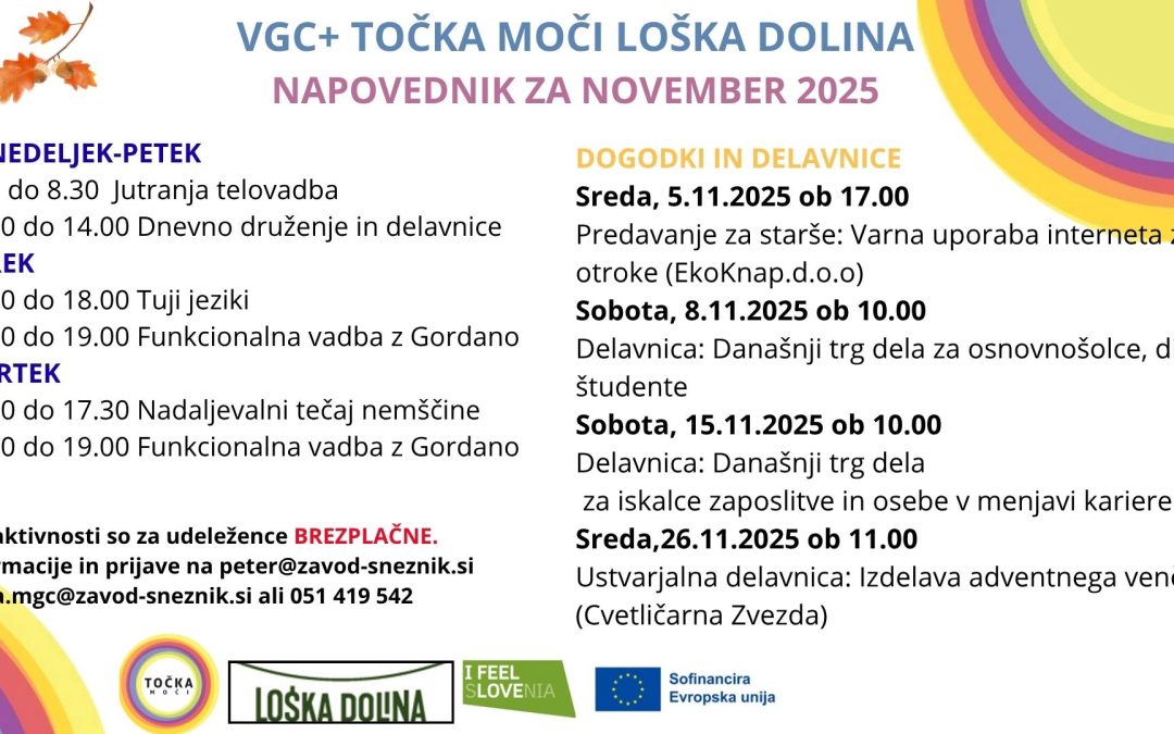 Napovednik MGC Loška dolina za mesec november 2025