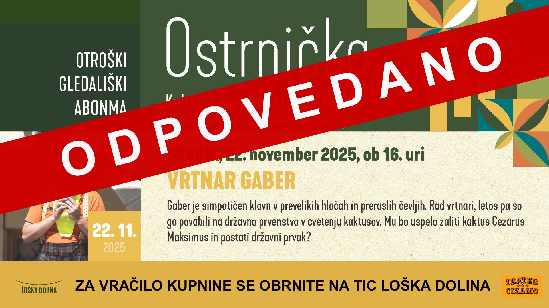 Vrtnar Gaber odpoved