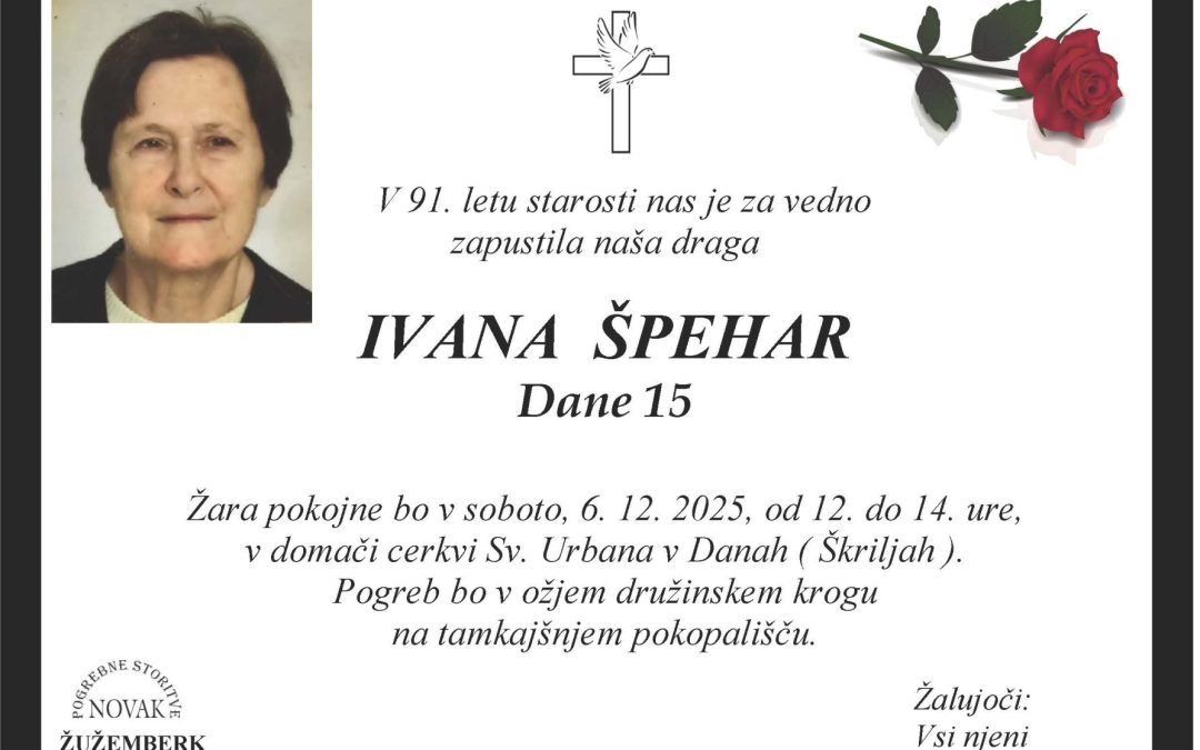 Osmrtnica Ivana Špehar