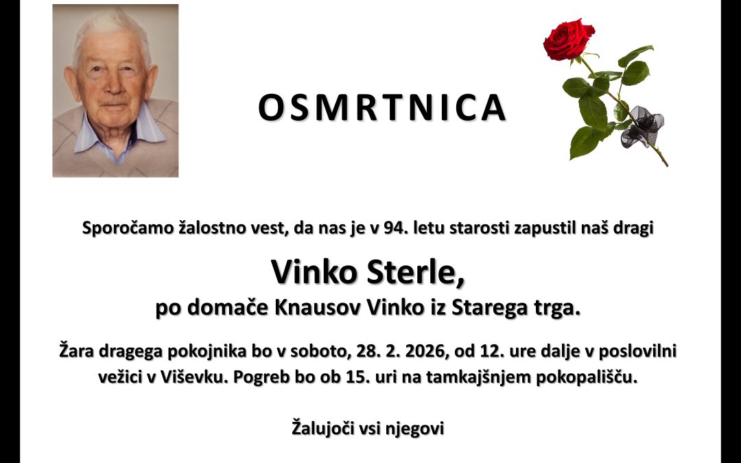 Osmrtnica – Vinko Sterle