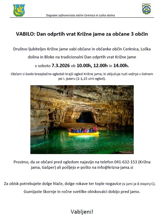 Vabilo dan odprtih vrat 3 občin (Cerknica, Loška dolina in Bloke) 2026