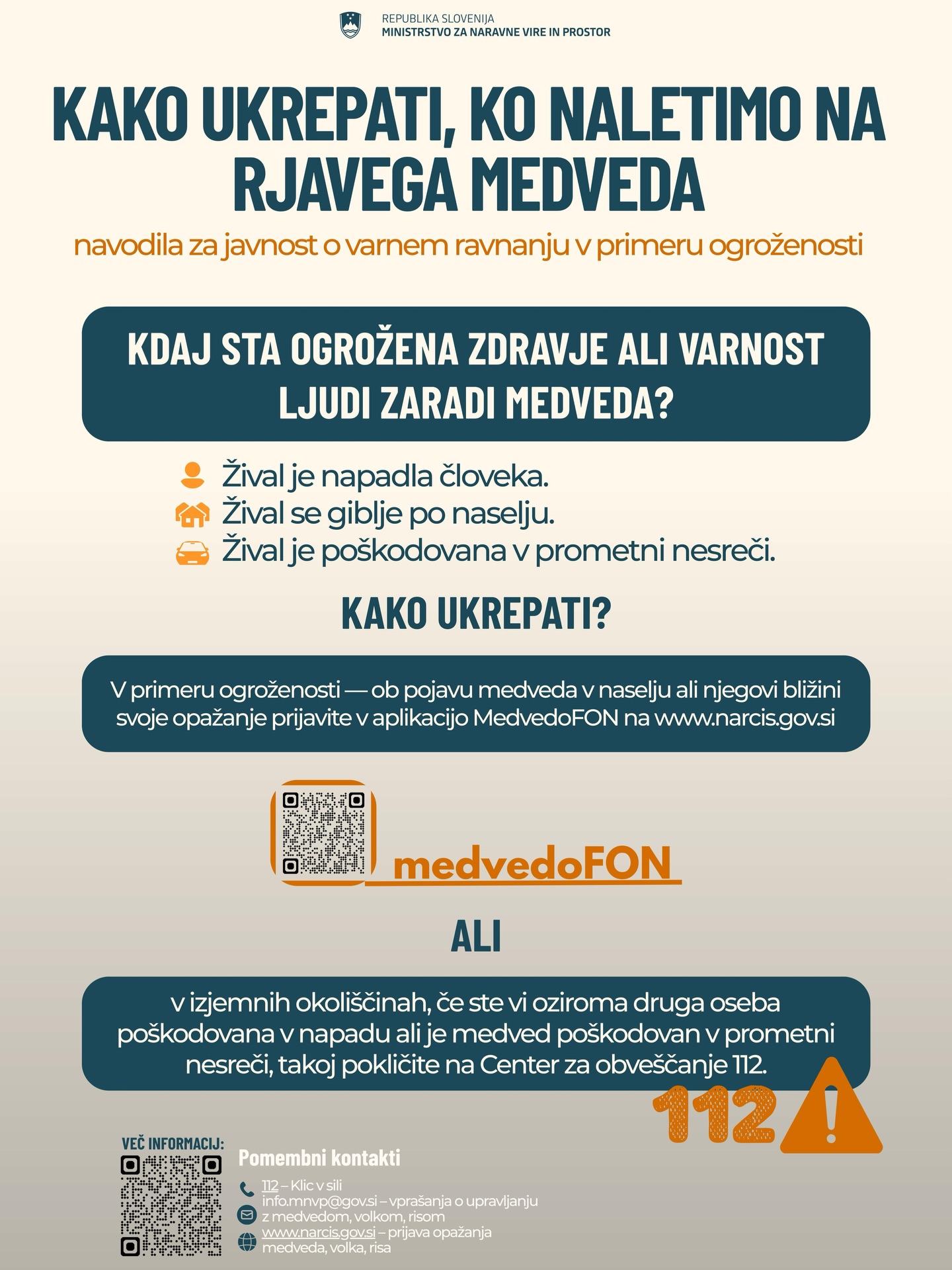 Navodila kako ukrepati ko naletimo na rjavega medveda