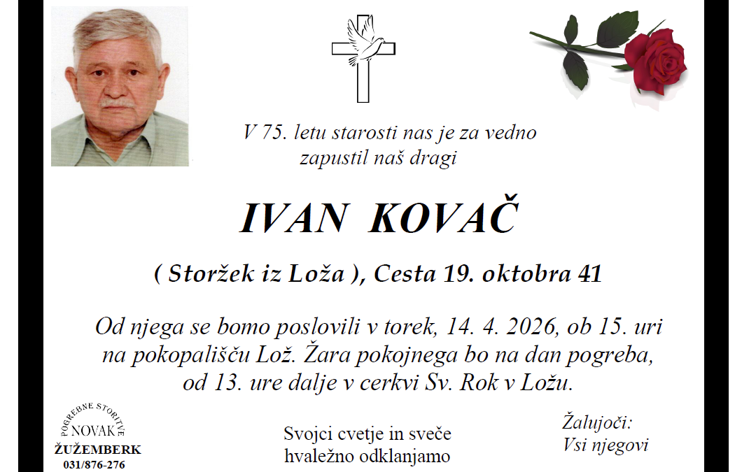 Osmrtnica – Ivan Kovač