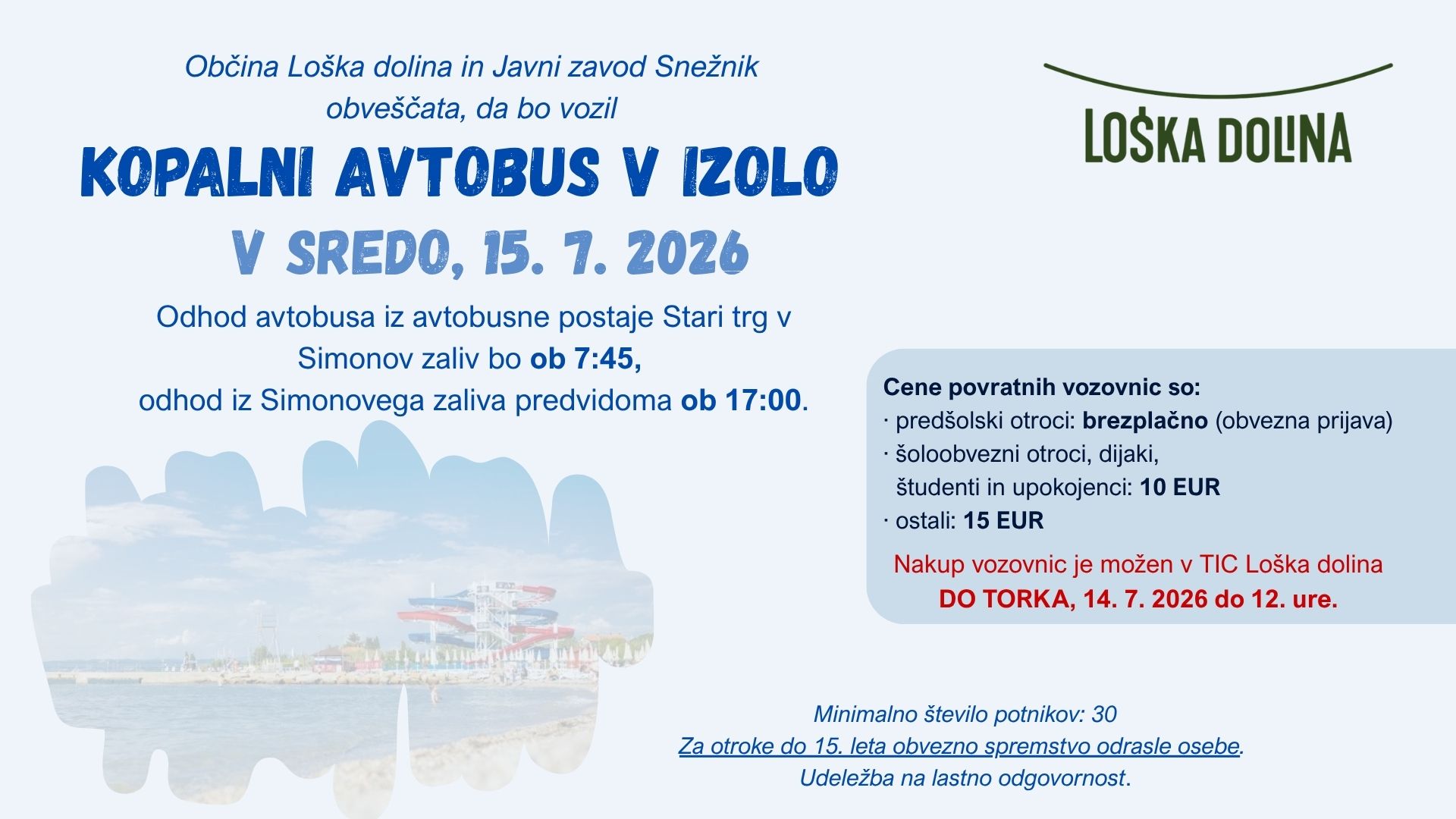 obvestilo Kopalni avtobus v Izolo obvestilo Kopalni avtobus v Izolo