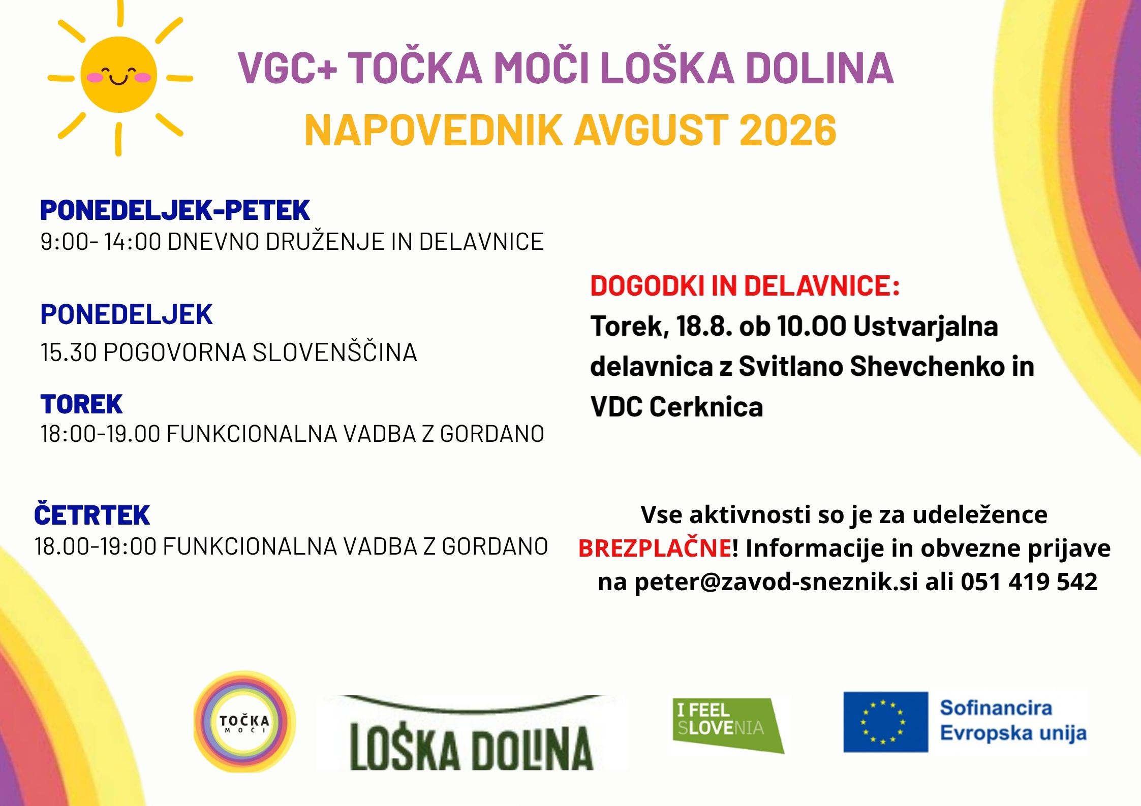 NAPOVEDNIK AVGUST 2026 VGC LOŠKA DOLINA