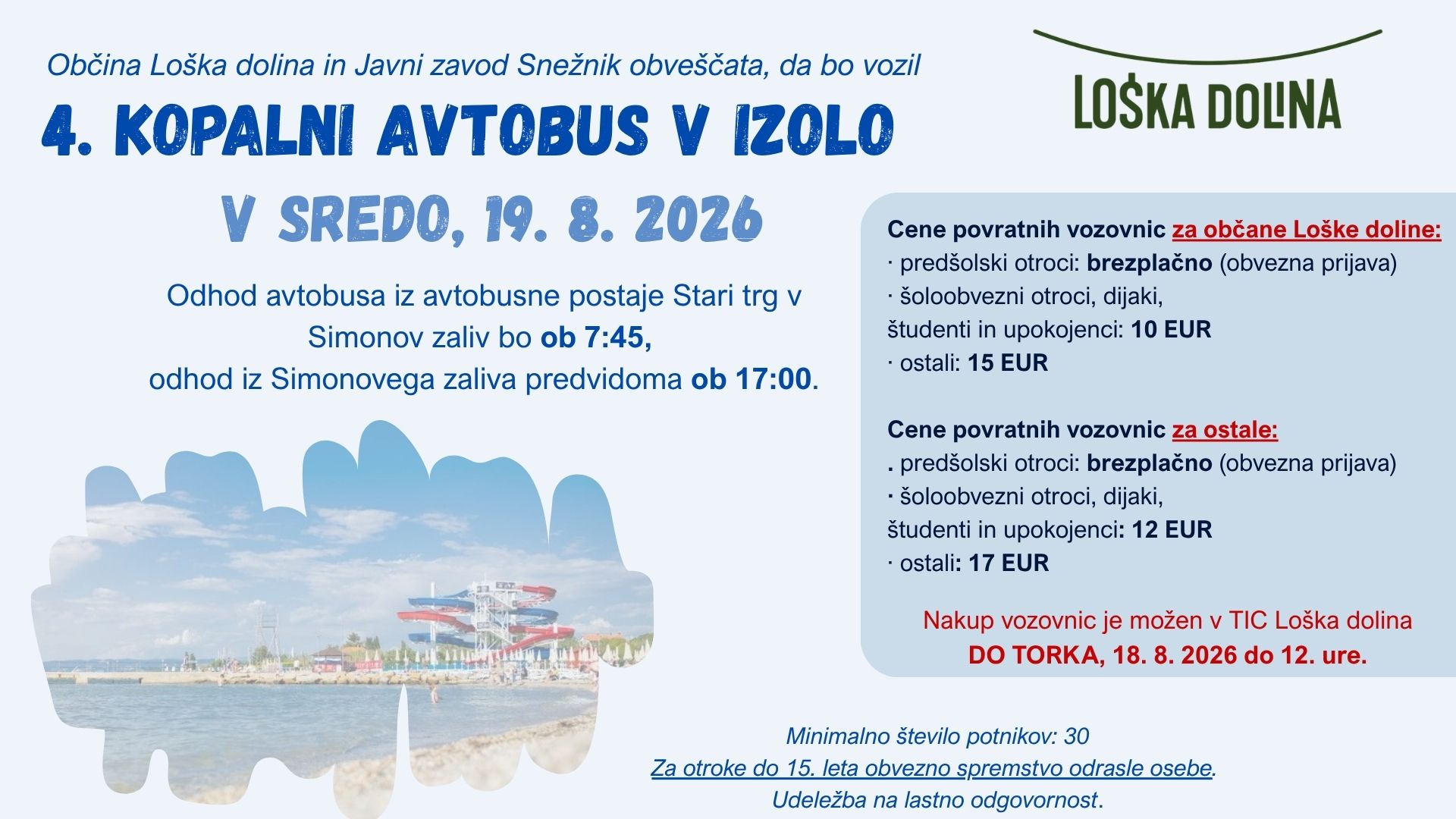 Kopalni avtobus 19.8.2026 Kopalni avtobus 19.8.2026