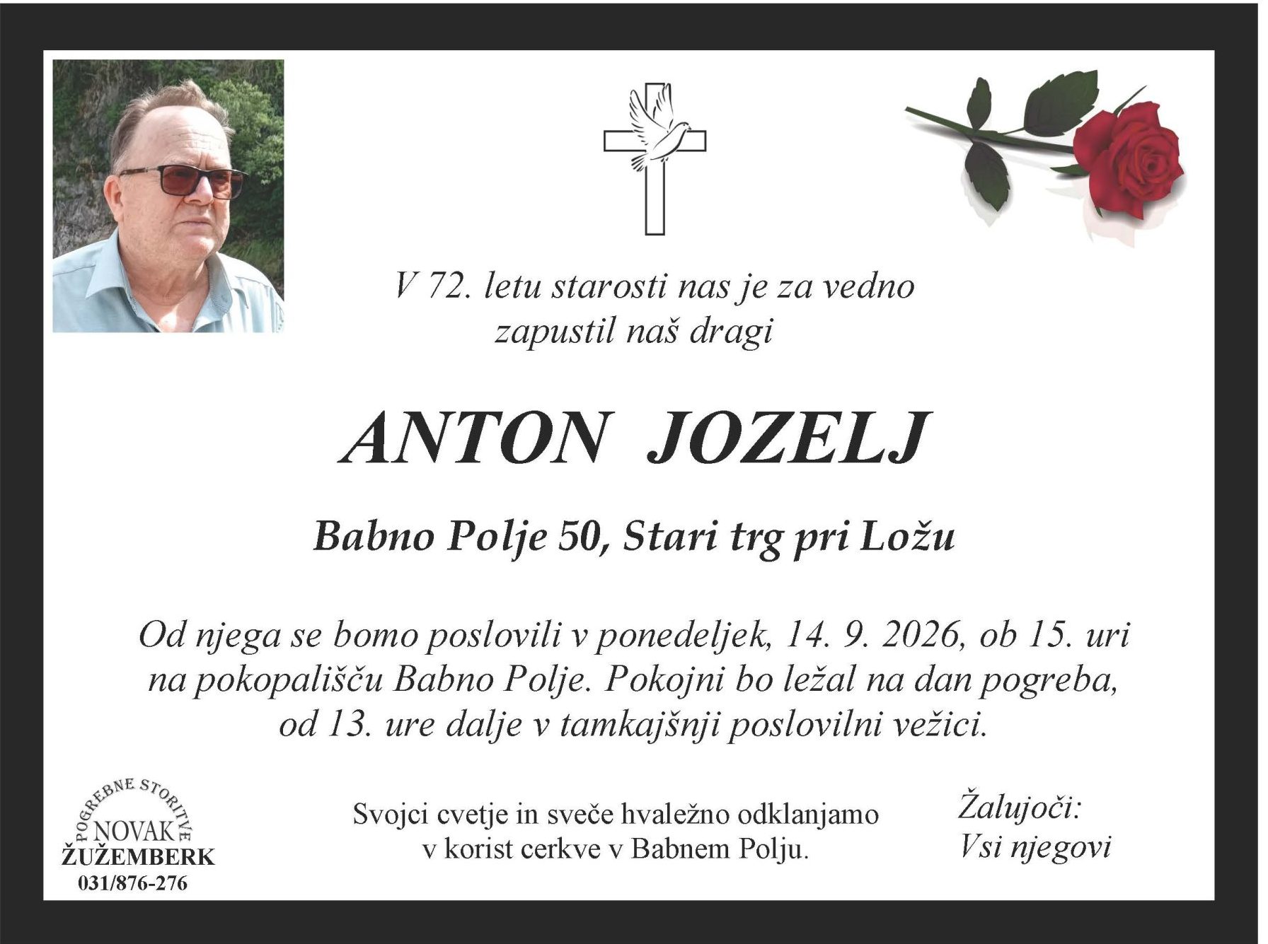 Osmrtnica Jozelj Anton Osmrtnica Jozelj Anton