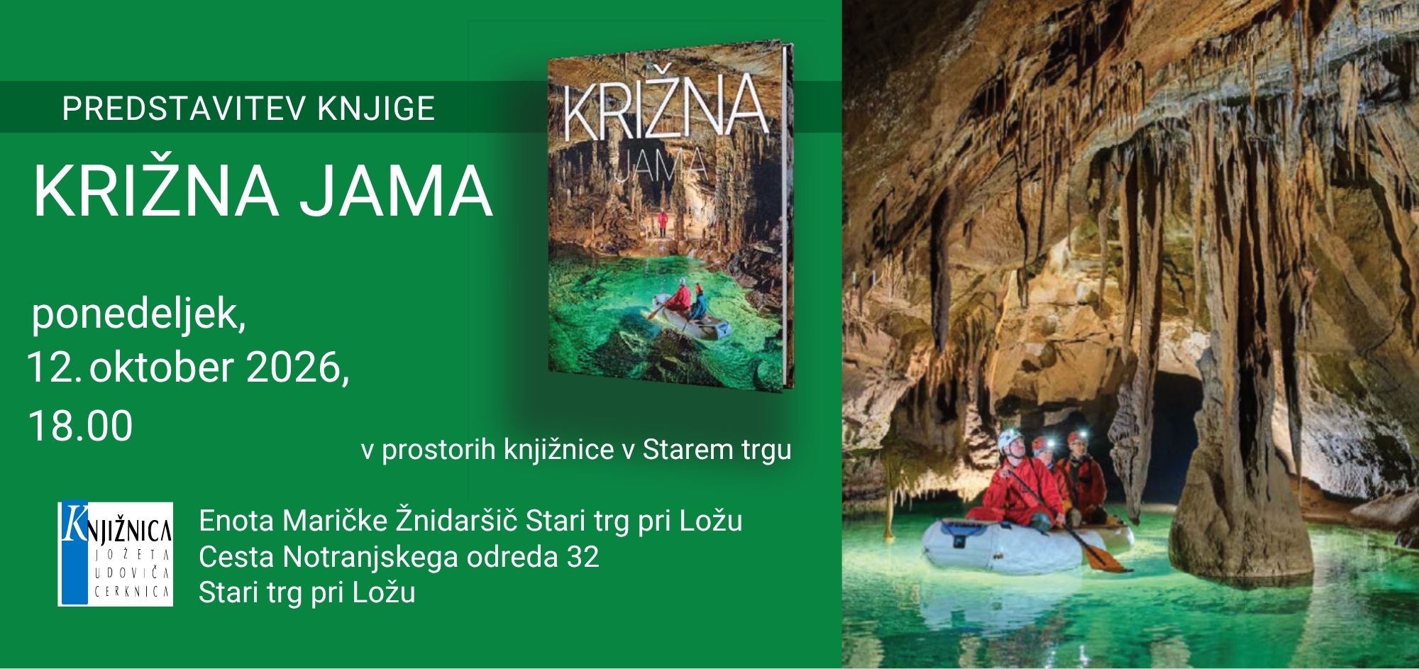 vabilo predstavitev knjige Križna jama