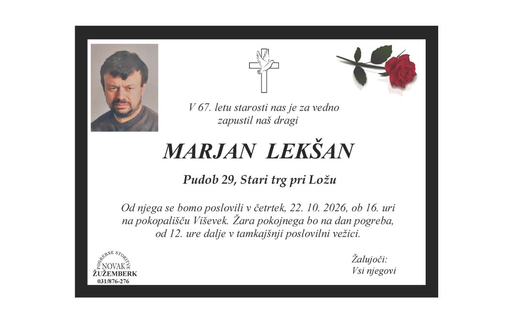 Osmrtnica – Marjan Lekšan